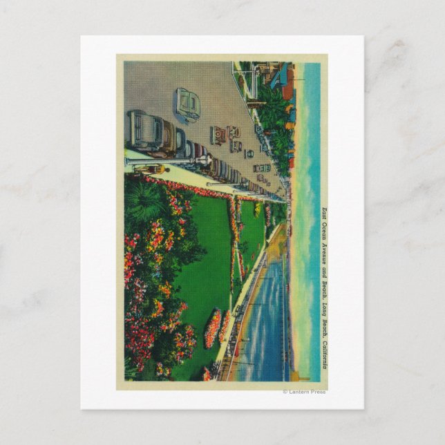 Carte Postale East Ocean Avenue et BeachLong Beach, CA (Devant)
