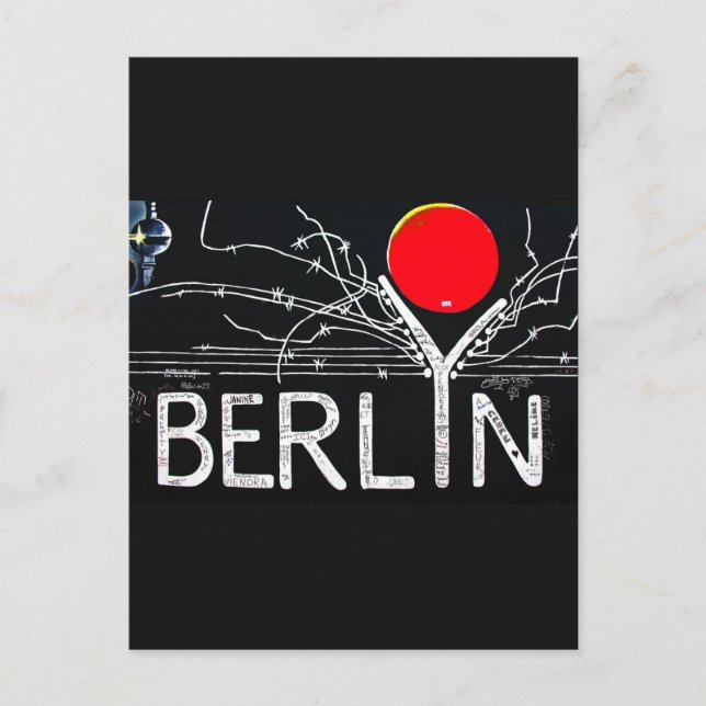 Carte Postale East Side Gallery, Berlin Wall, Barbed Wire/Red Su (Devant)
