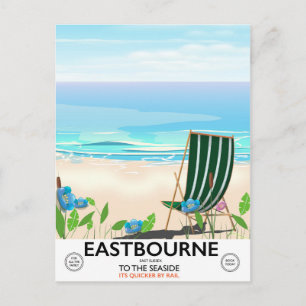 Carte Postale Eastbourne Beach East Affiche de voyage du Sussex