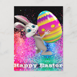 Carte Postale Easter Bunny OEuf de Pâques Étincelle Joyeuse Pâqu