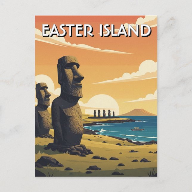 Carte Postale Easter Island Chile Moai Travel (Devant)