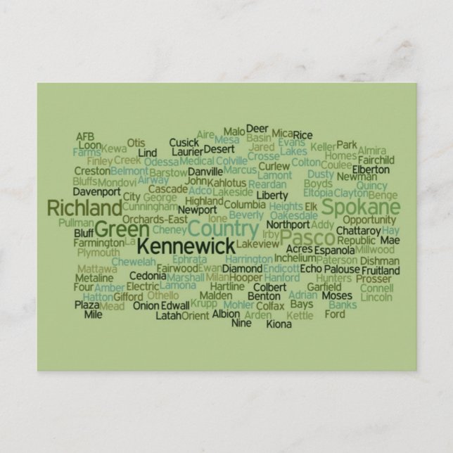 Carte postale Eastern Washington Cities (Devant)