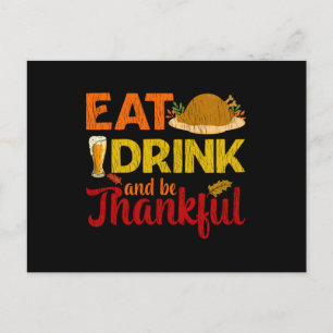 Carte Postale Eat Drink Be Thankful Family Matching Thanksgiving