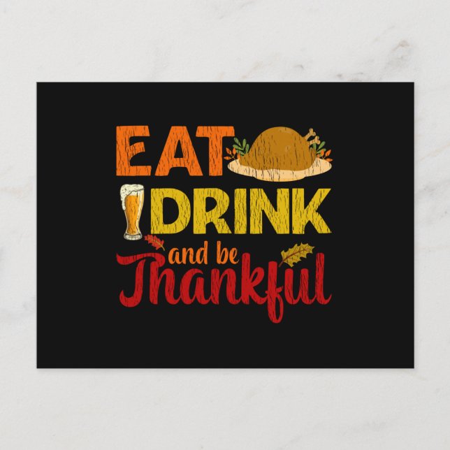 Carte Postale Eat Drink Be Thankful Family Matching Thanksgiving (Devant)
