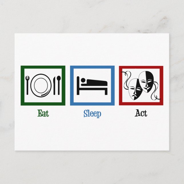Carte Postale Eat Sleep Act Funny Theatre (Devant)
