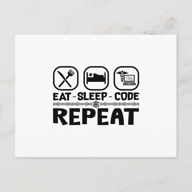 Carte Postale Eat Sleep Code Repeat Medical Coder Coding Gift (Devant)
