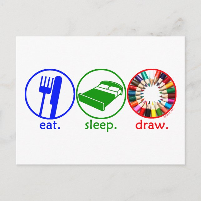 Carte Postale Eat Sleep Draw (Devant)