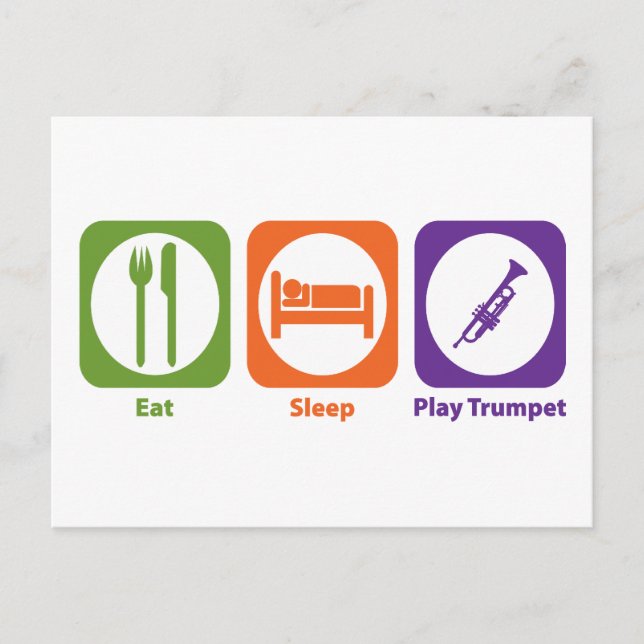Carte Postale Eat Sleep Play Trumpet (Devant)