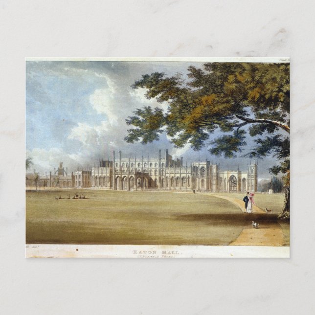 Carte Postale Eaton Hall, façade d'entrée, d'après 'Repo d'Acker (Devant)