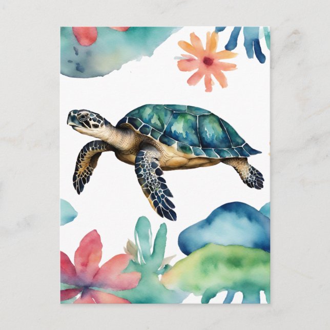 Carte Postale Eau Abstraite de la tortue de mer (Devant)