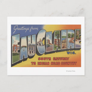 Carte Postale Eau Claire, Wisconsin - Scènes de grandes lettres