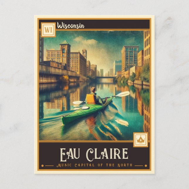 Carte Postale Eau Claire, Wisconsin | VINTAGE (Devant)