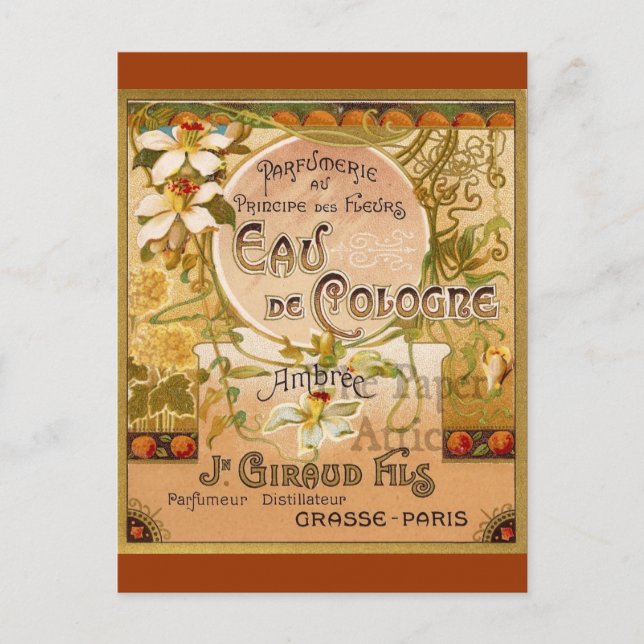 Carte Postale Eau De Cologne Ambree (Devant)