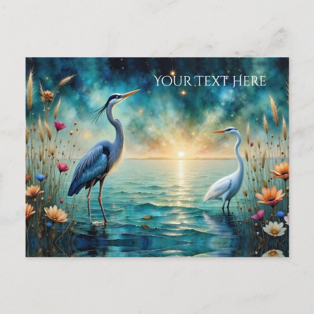 Carte Postale Eau de fleurs d'aigre et de Héron bleu (Devant)