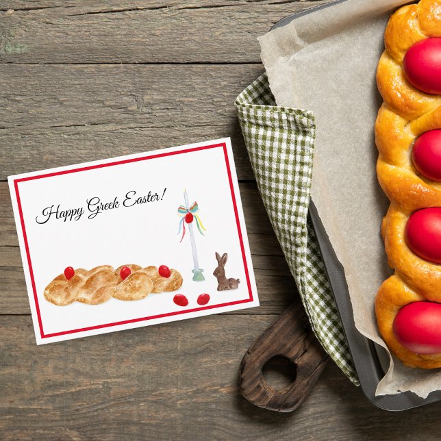 Carte Postale Eau-forte de nourriture de Pâques grecque joyeuse (Créateur téléchargé)