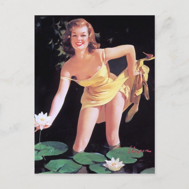 Carte Postale Eau Lillies Pin Up (Devant)