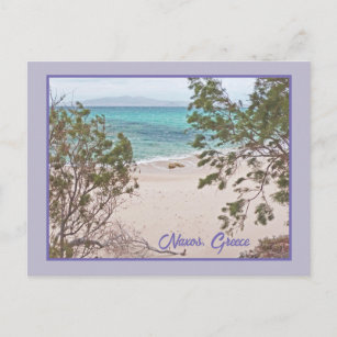 Carte Postale Eau Turquoise, Plage de sable blanc/Naxos, Grèce