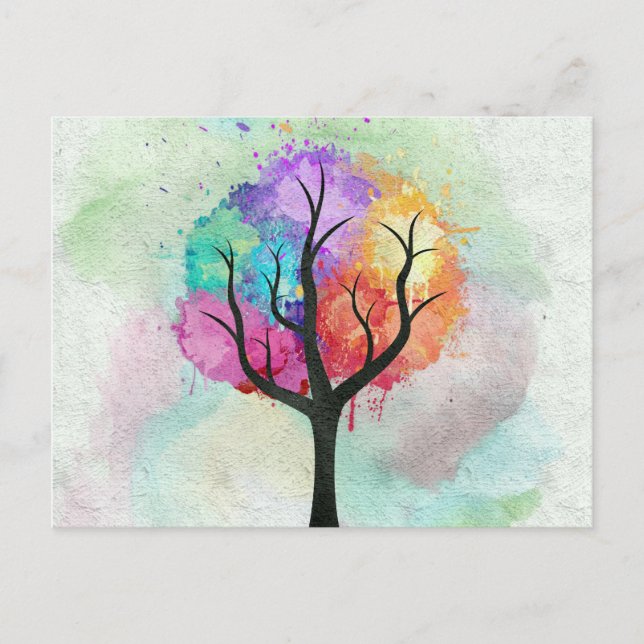 Carte Postale eautiful Tree Pastel Colors Abstract Oil Painting (Devant)