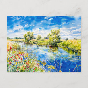 Carte Postale Eaux Tranquilles au printemps Havelland Aquarelle