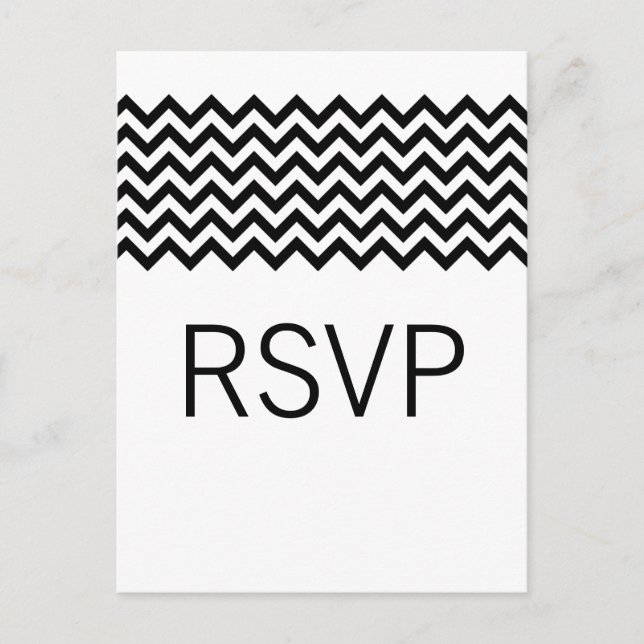 Carte postale Ebony Simple Chevron RSVP (Devant)