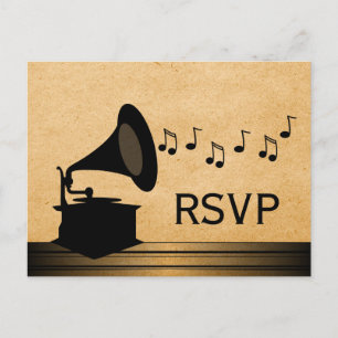 Carte Postale Ebony Vintage Gramophone RSVP