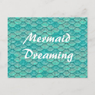 Carte Postale Écailles de sirène vert de mer turquoise