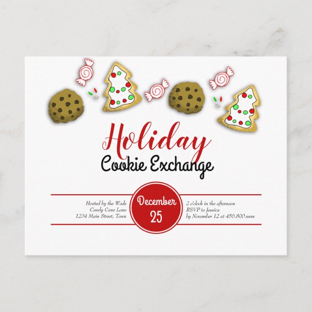 Carte Postale Échange de biscuits de Noël (Devant)