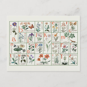 Carte Postale Échantillon alphabet de broderie vintage   FLEUR S