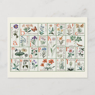 Carte Postale Échantillon alphabet de broderie vintage FLEUR S