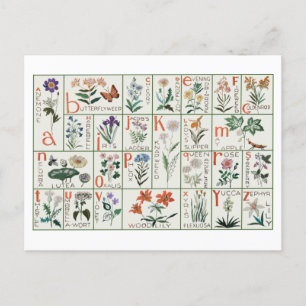 Carte Postale Échantillon alphabet de broderie vintage FLEUR S