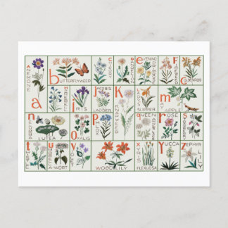 Carte Postale Échantillon alphabet de broderie vintage | FLEUR S