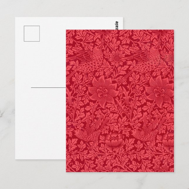 Carte Postale Échantillon d'oiseau, papier peint d'anémone par M (Devant / Derrière)