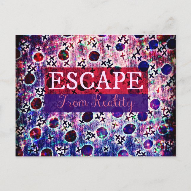 Carte Postale ÉCHAPPER DE LA RÉALITÉ Typographie Violet Art Hips (Devant)