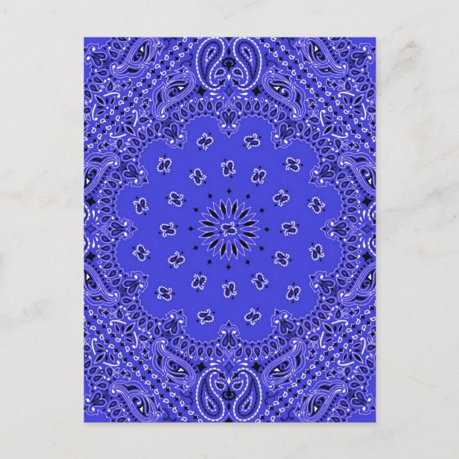 Carte Postale Écharpe Bandana Ouest Indigo Blue Paisley Imprimer (Devant)