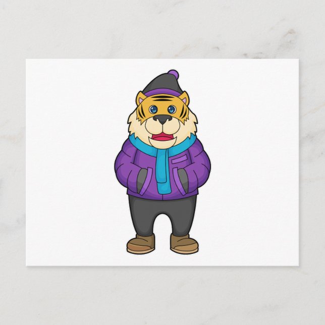 Carte Postale Écharpe Tigre Bonnet (Devant)