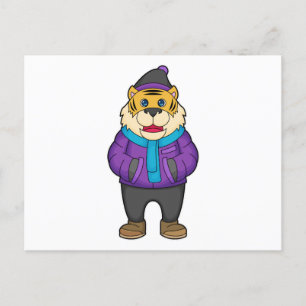 Carte Postale Écharpe tigrée bonnet