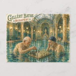 Carte Postale Échecs dans les bains Gellert Budapest Hongrie
