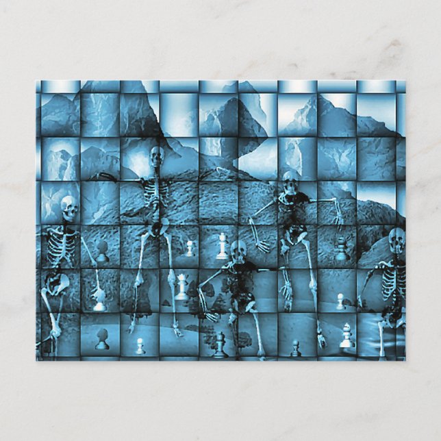 Carte Postale Échecs de squelette (Devant)