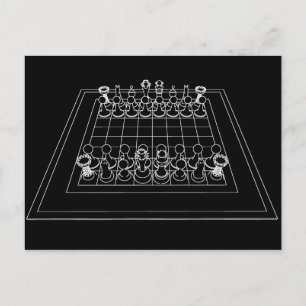 Carte Postale Échecs et pièces d'échecs :