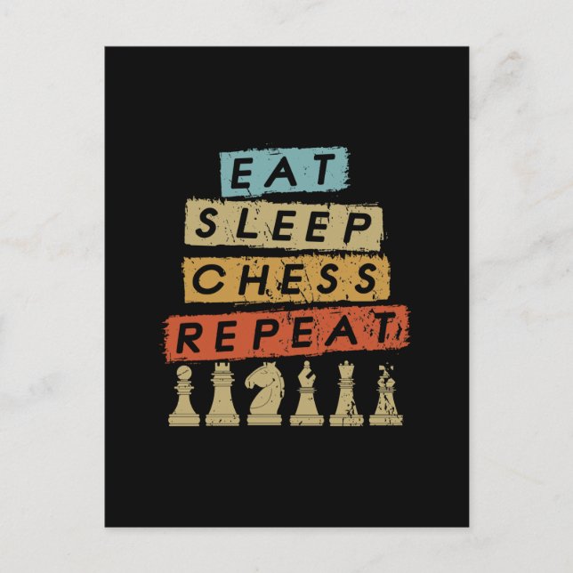 Carte Postale Échecs - Mangez le sommeil Échecs Répéter (Devant)