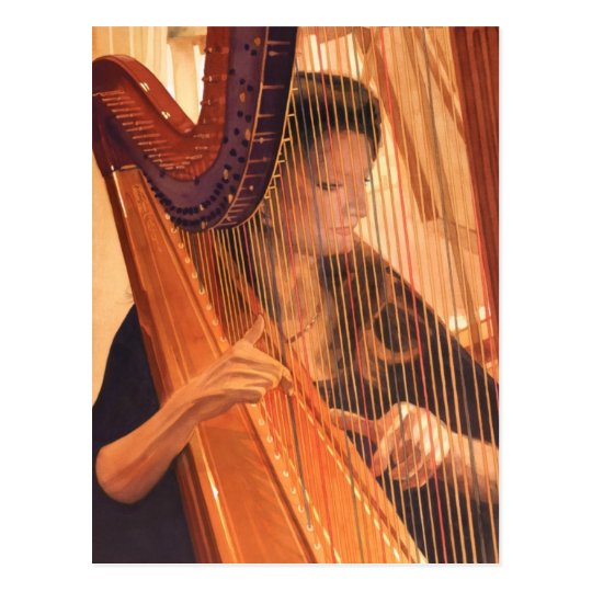 Carte Postale Echo Aquarelle De Joueur D Harpe D Anges Zazzle Fr