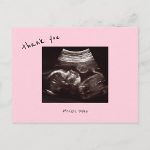 Carte Postale Échographie Baby Shower Cadeau Rose Merci