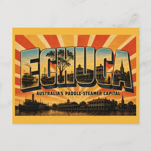 Carte Postale Echuca Victoria Capitale du Paddle-Steamer (Devant)
