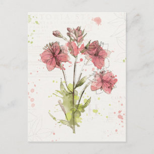 Carte Postale Éclaboussure de fleurs rose foncé