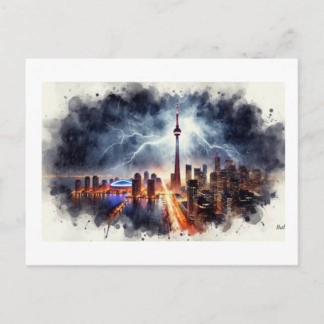 Carte Postale Éclair sur Toronto,  (Devant)