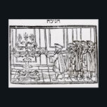 Carte Postale Éclairage de la Menorah<br><div class="desc">Éclairage de l'école juive la Menorah (coupe de bois) situé dans une Collection privée.</div>