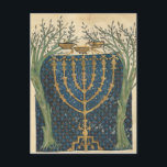 Carte Postale Éclairage d'une menorah, de<br><div class="desc">Illumination d'une menorah,  de la Bible juive Cervera,  1299 | par Joseph AsarRardon | Lieu de l'art : Instituto da Biblioteca Nacional,  Lisbonne,  Portugal | Artiste français | Numéro de collection d'images : XIR161985</div>