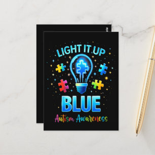 Carte Postale Éclairer en bleu pour la sensibilisation à l'autis