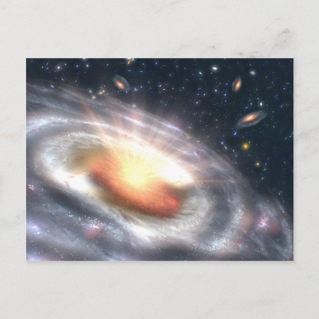 Carte Postale Éclat avec étoiles et trous noirs (Devant)