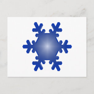 Carte Postale Éclatement du flocon de neige bleu sur blanc
